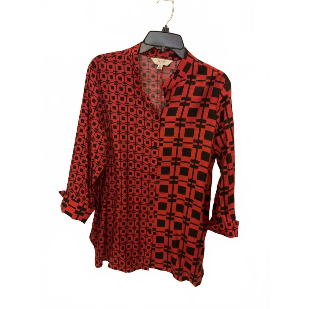 NEW TRU LUXE women's geometric tunic in red